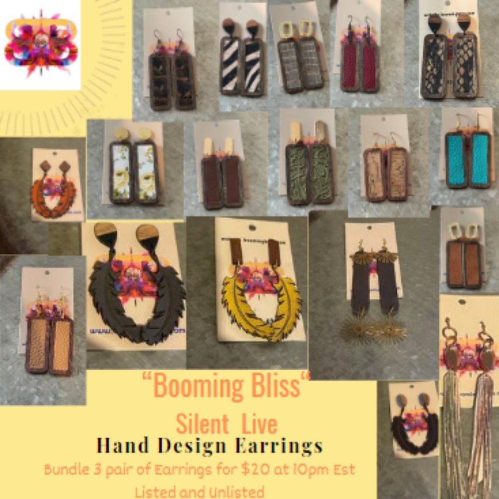 BOOMING BLISS CUSTOM DESIGN EARRINGS Bundle 3 pair of Earrings for $20